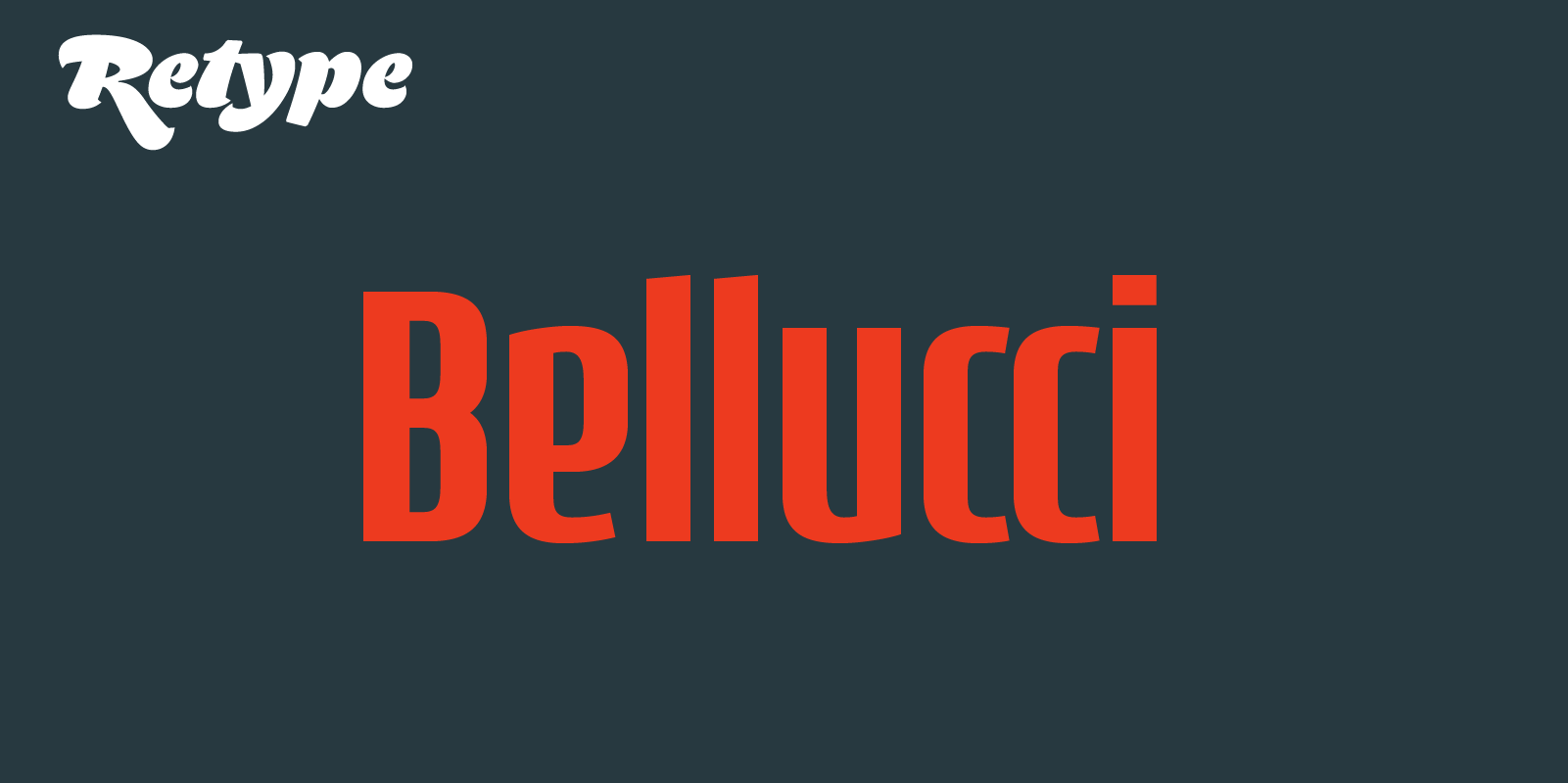 Card displaying Bellucci typeface in various styles