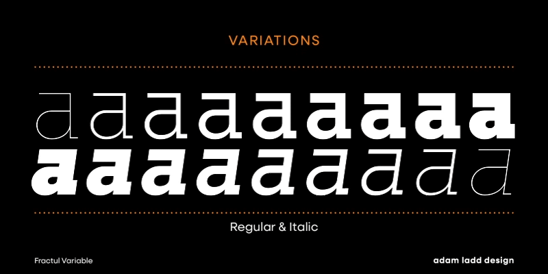 Card displaying Fractul Variable typeface in various styles