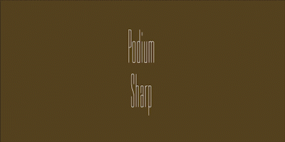 Card displaying Podium Sharp Variable typeface in various styles