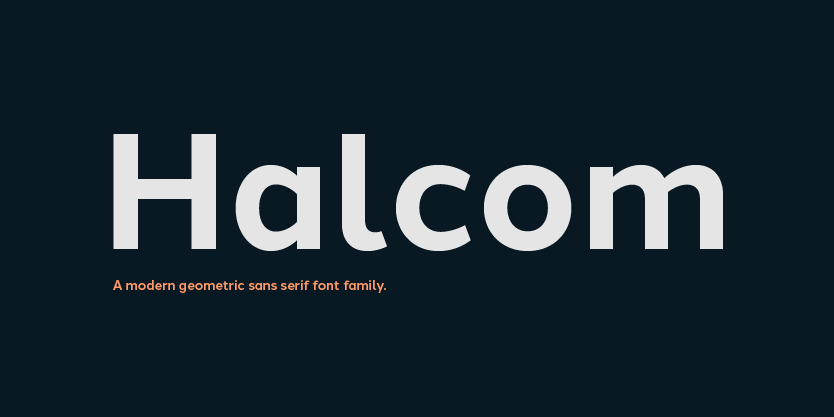 Card displaying Halcom typeface in various styles