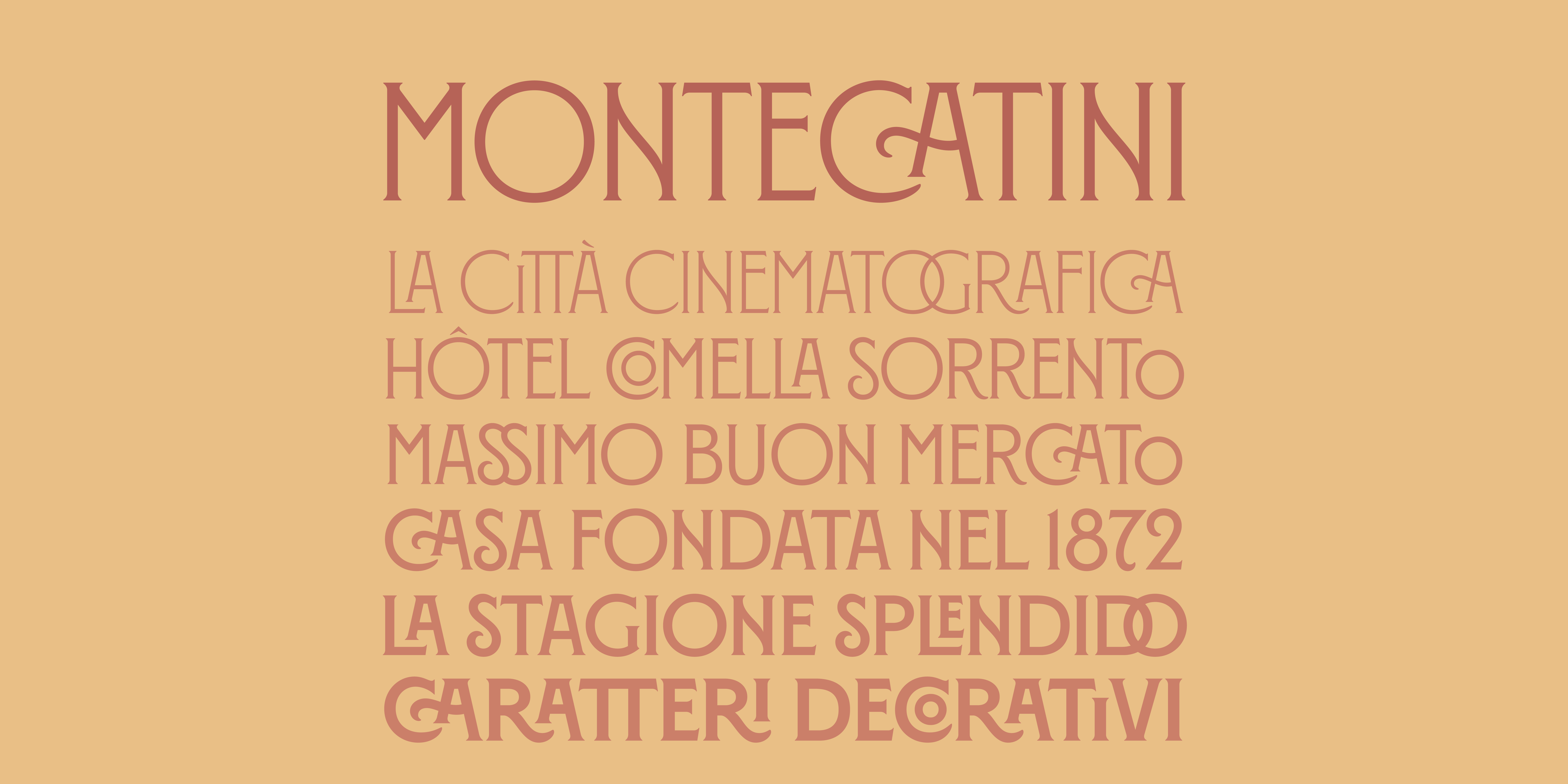 Card displaying Montecatini Pro typeface in various styles