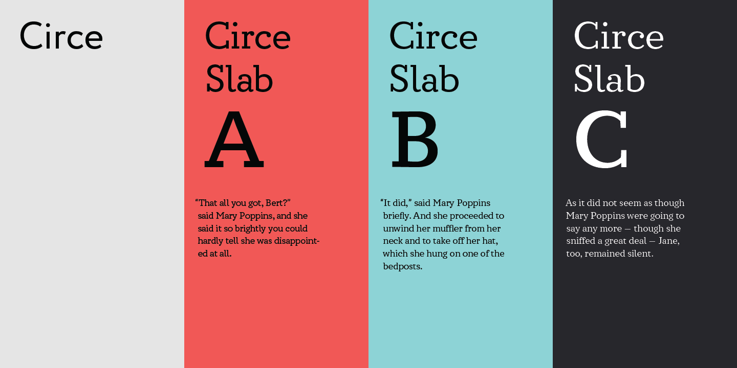 Card displaying Circe Slab typeface in various styles