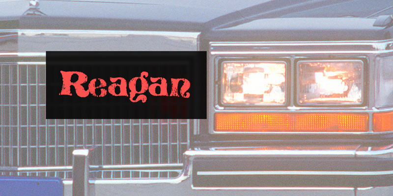 Card displaying Reagan typeface in various styles