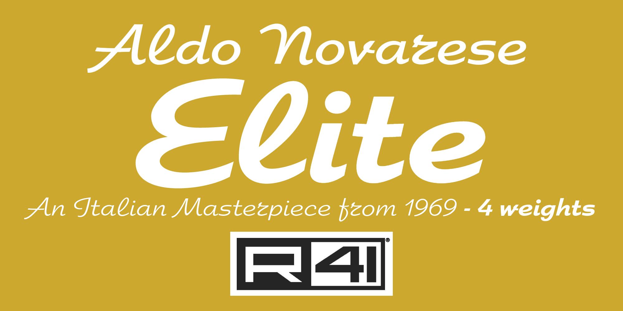 Card displaying Elite typeface in various styles