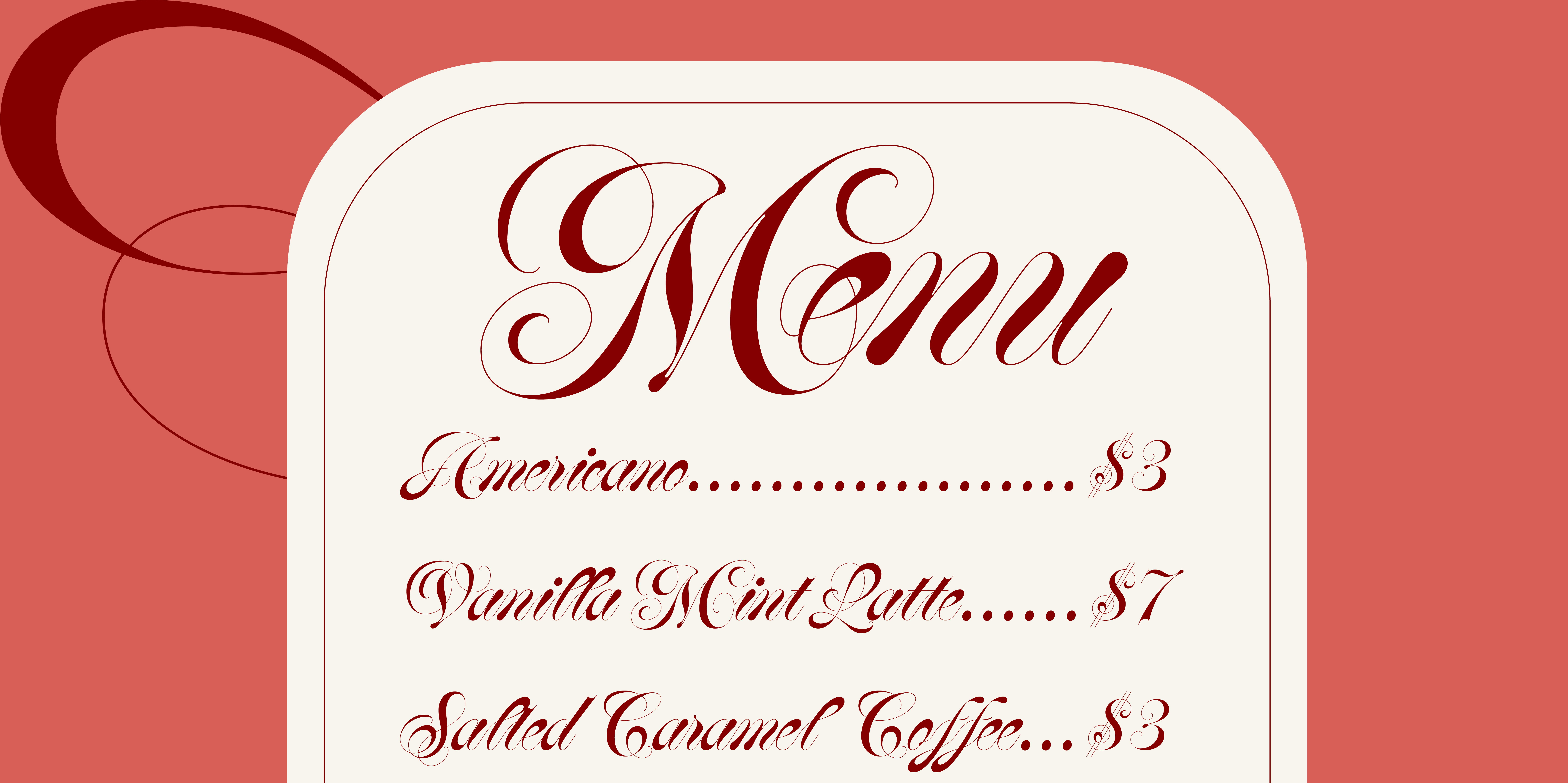 Card displaying DiSpence Script typeface in various styles