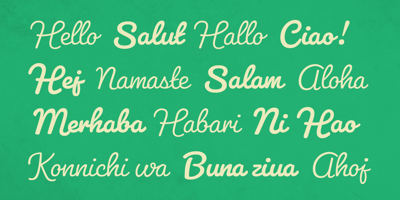 Card displaying Pacifico typeface in various styles