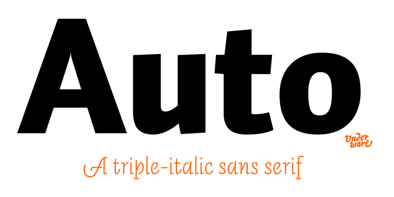 Card displaying Auto typeface in various styles
