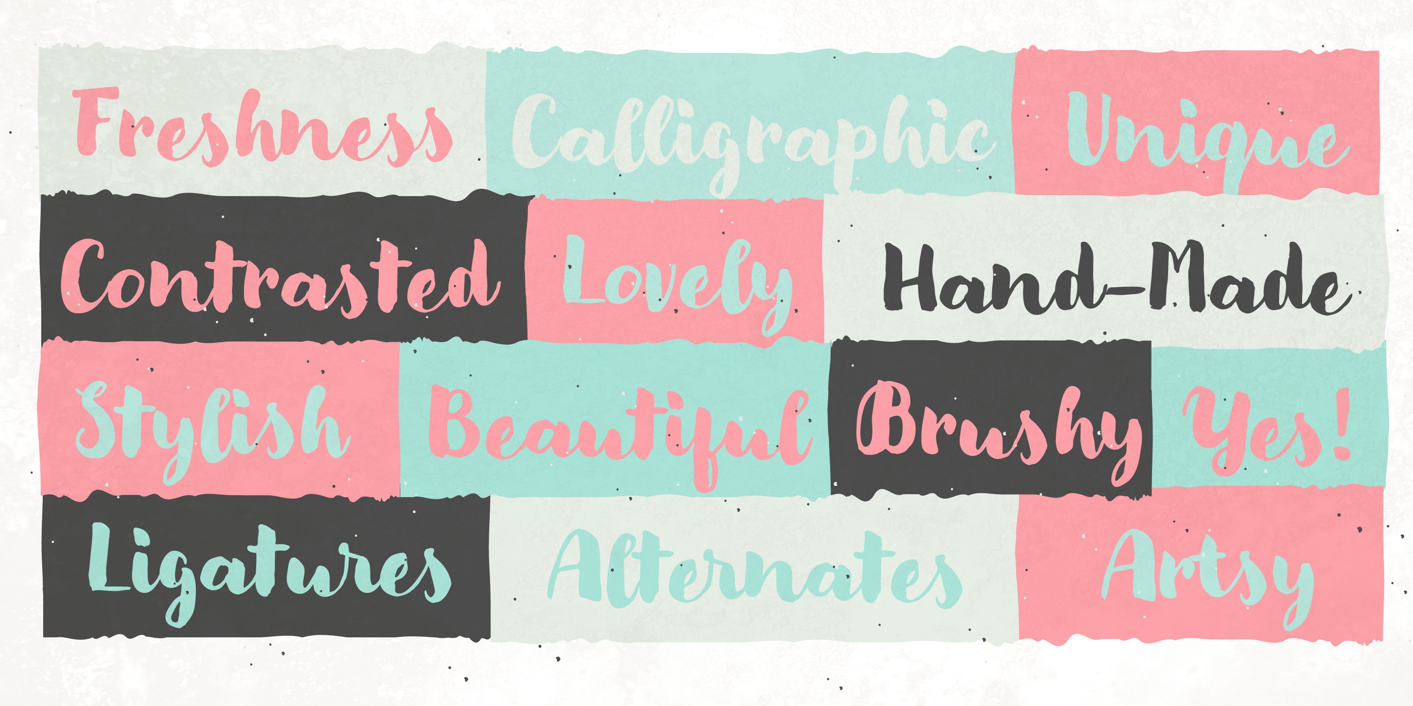 Card displaying Modern Love typeface in various styles
