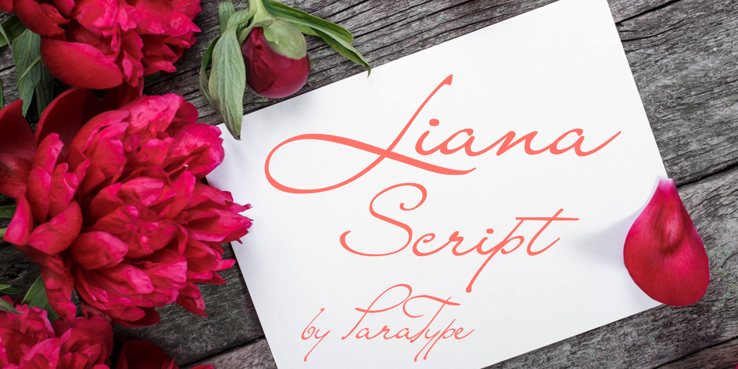 Card displaying Liana typeface in various styles