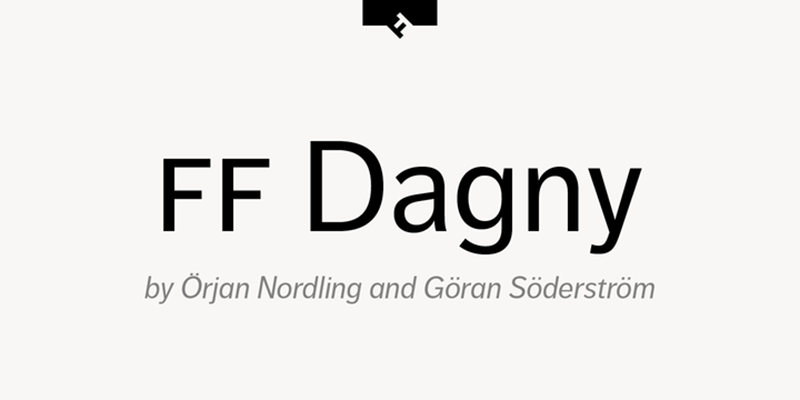 Card displaying FF Dagny typeface in various styles