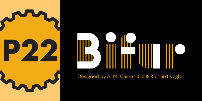 Card displaying P22 Bifur typeface in various styles
