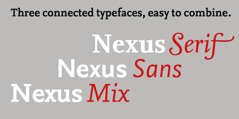 Card displaying Nexus Mix typeface in various styles