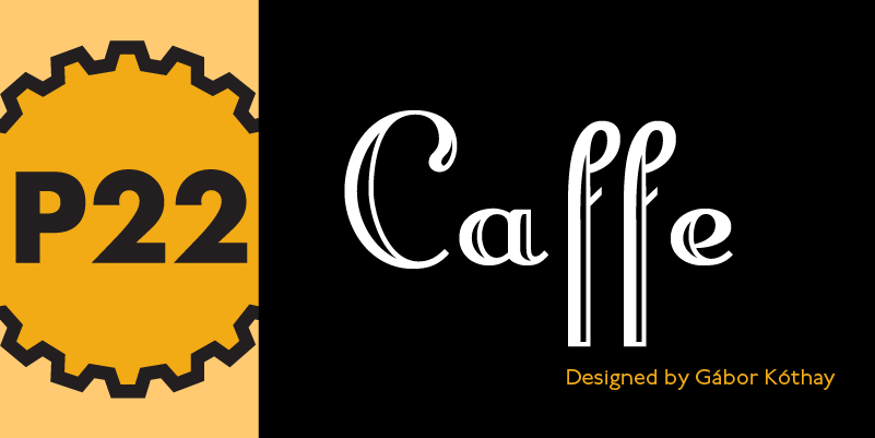 Card displaying Caffe typeface in various styles
