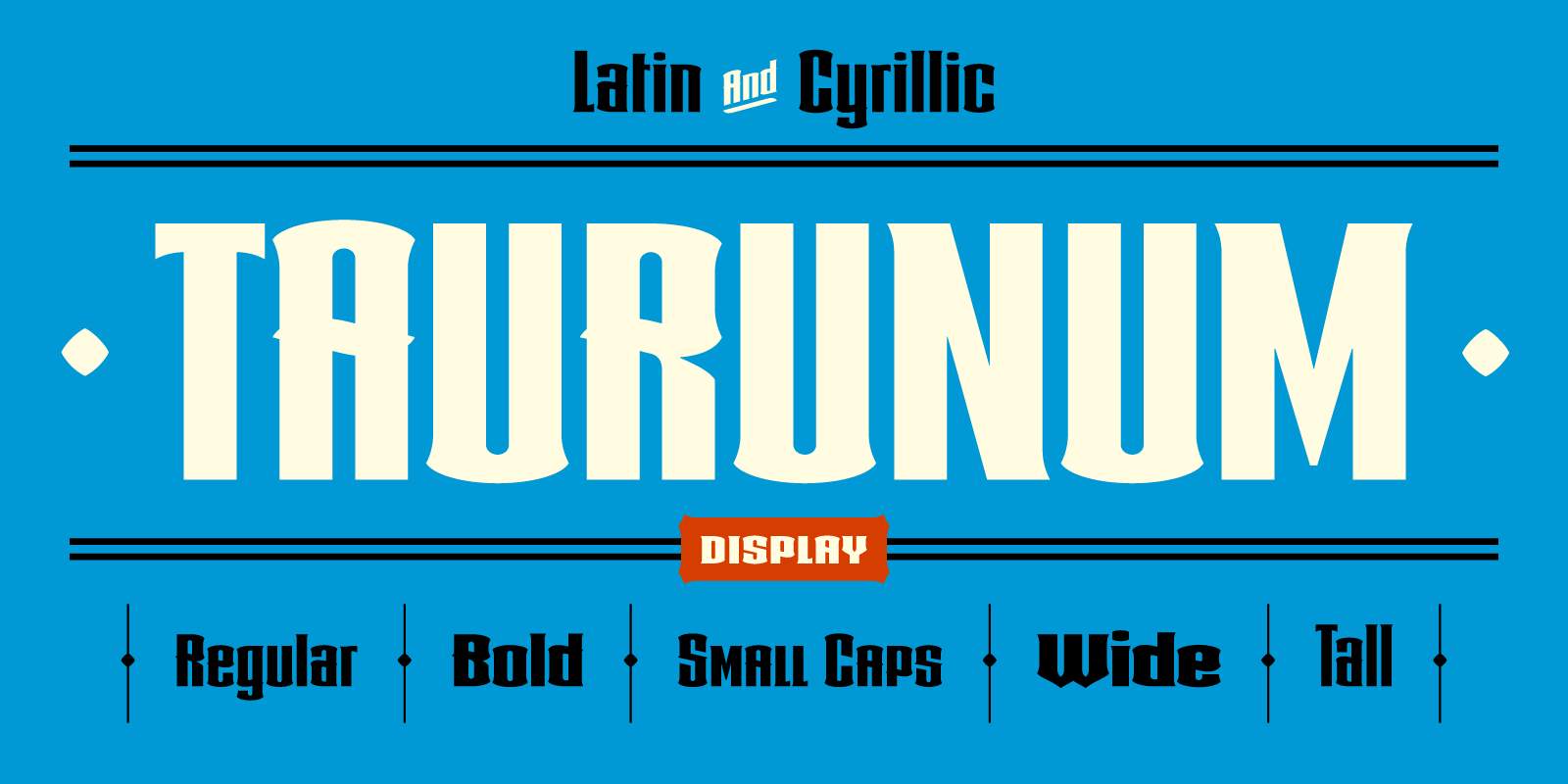 Card displaying Taurunum typeface in various styles