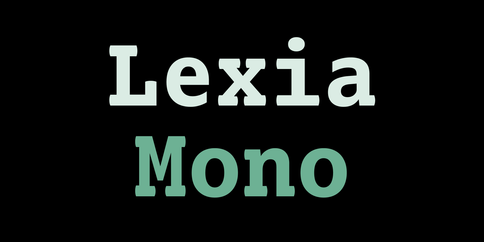 Card displaying Lexia Mono typeface in various styles