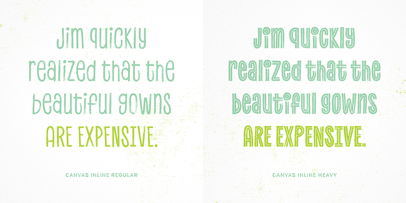 Card displaying Canvas Inline typeface in various styles