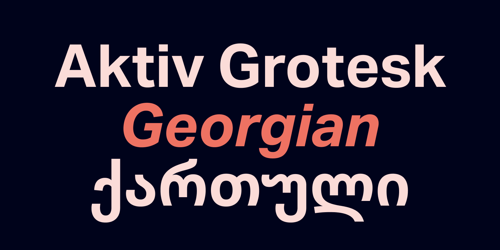 Card displaying Aktiv Grotesk Georgian typeface in various styles