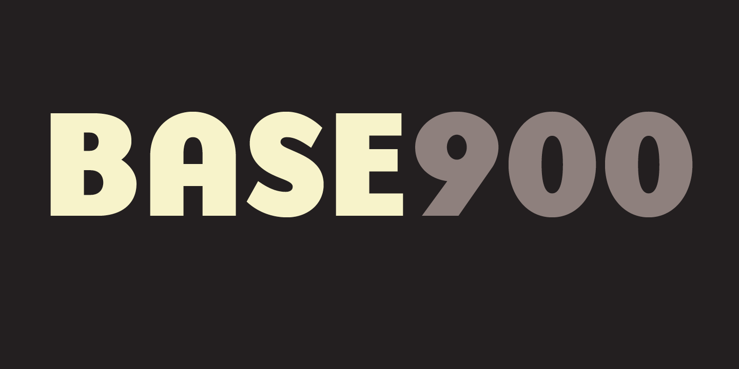 Card displaying Base 900 typeface in various styles