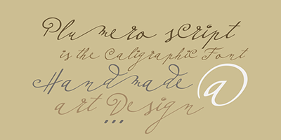 Card displaying Plumero Script typeface in various styles