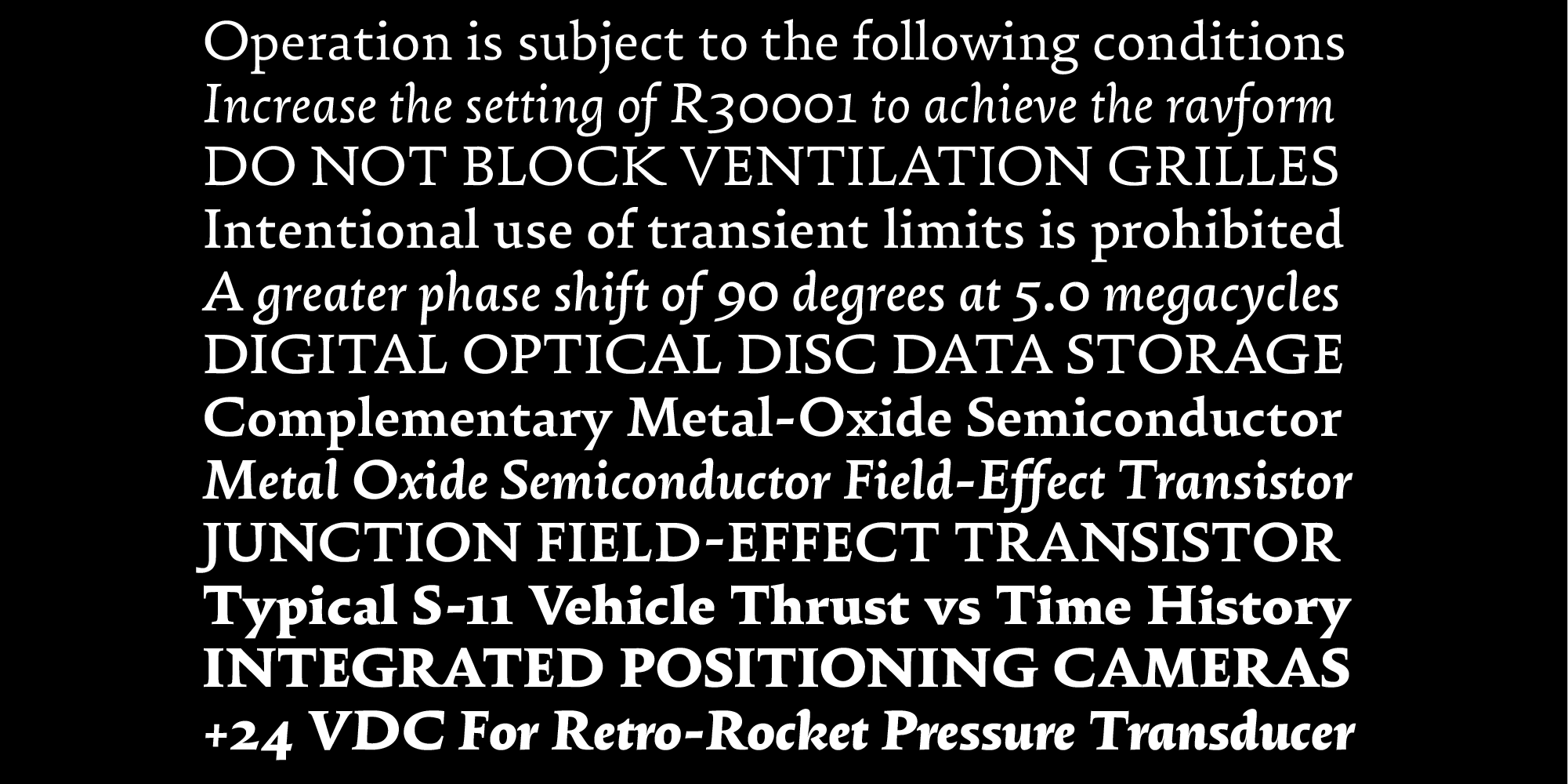 Card displaying Oculi typeface in various styles