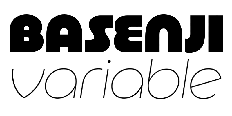 Card displaying Basenji Variable typeface in various styles