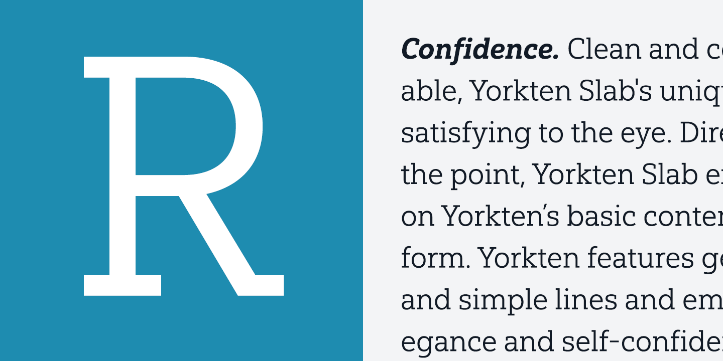 Card displaying Yorkten Slab typeface in various styles
