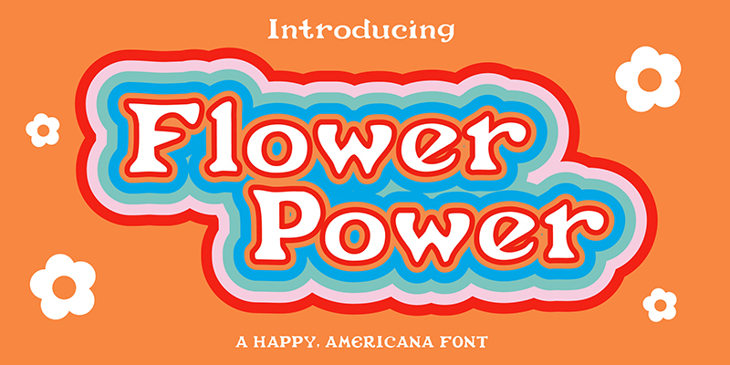 Card displaying Flower Power typeface in various styles
