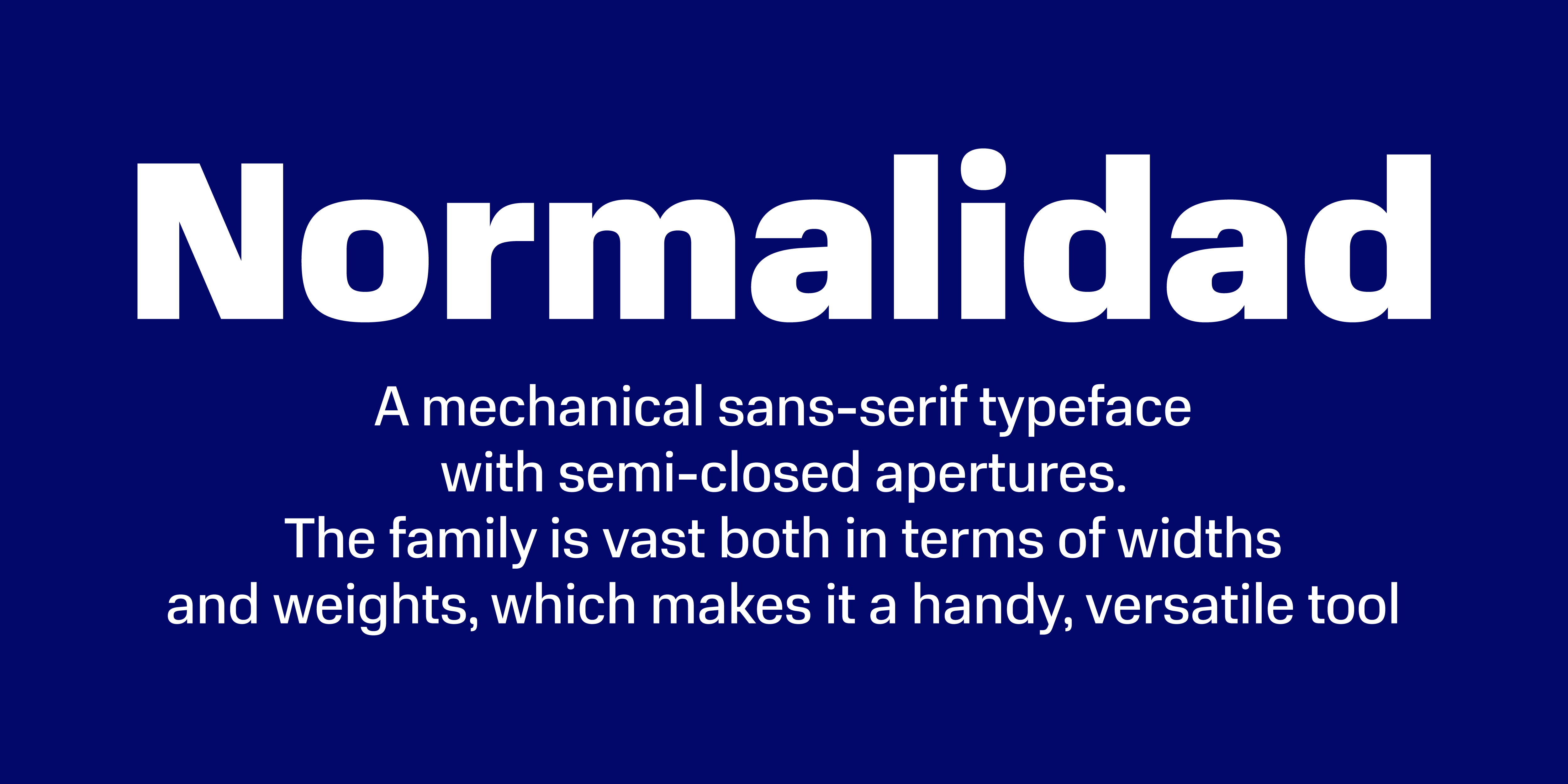 Card displaying Normalidad typeface in various styles