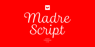 Card displaying Madre Script typeface in various styles