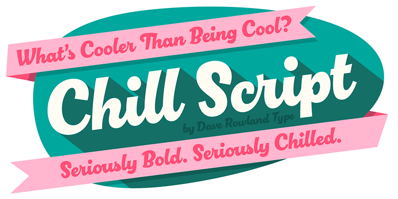 Card displaying Chill Script typeface in various styles