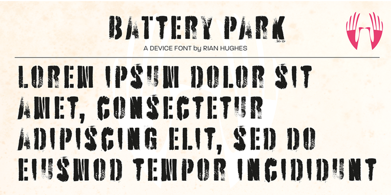 Card displaying Battery Park typeface in various styles