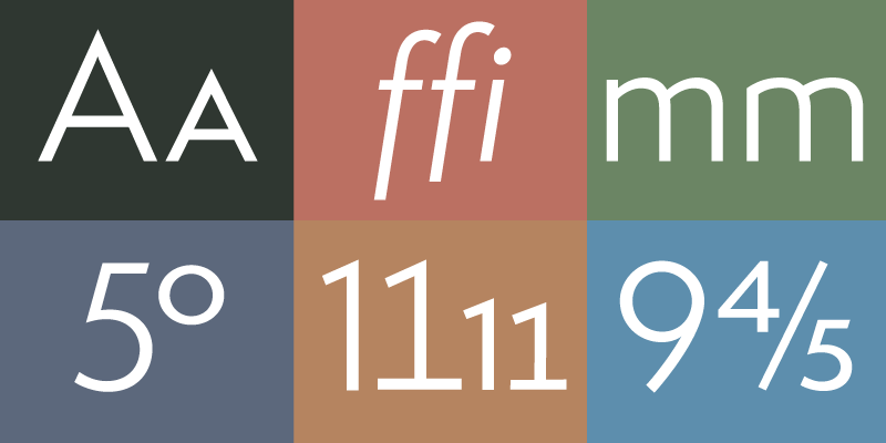 Card displaying Semplicita typeface in various styles
