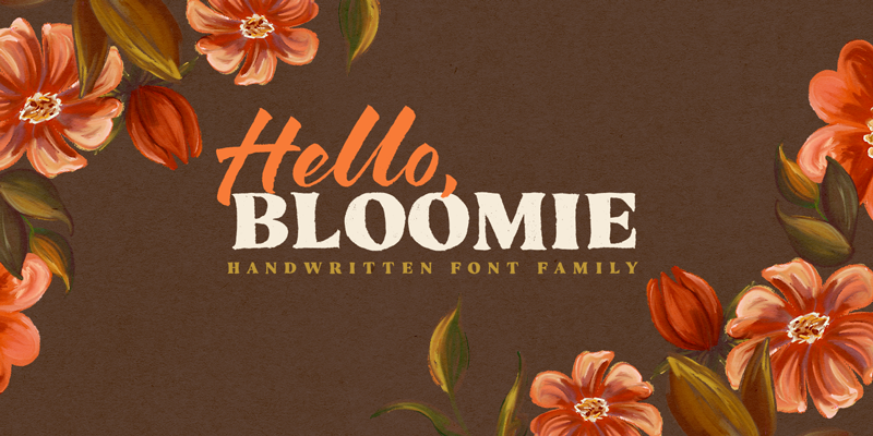 Card displaying Hello Bloomie typeface in various styles