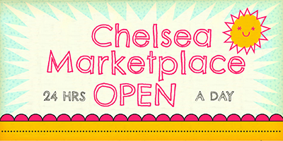 Card displaying Chelsea Market typeface in various styles