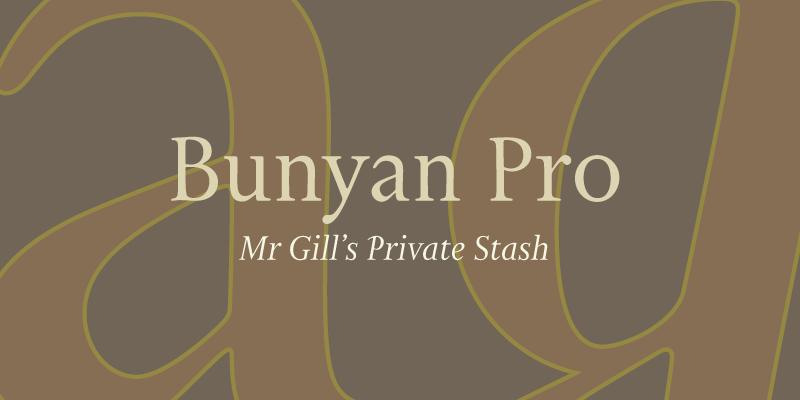 Card displaying Bunyan typeface in various styles
