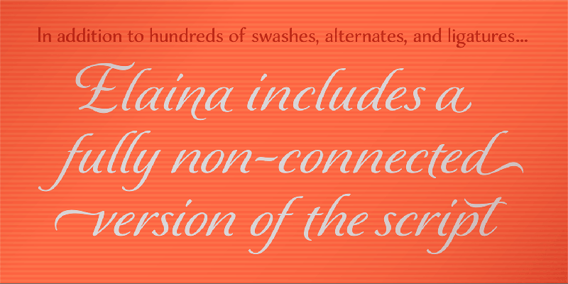 Card displaying Elaina typeface in various styles