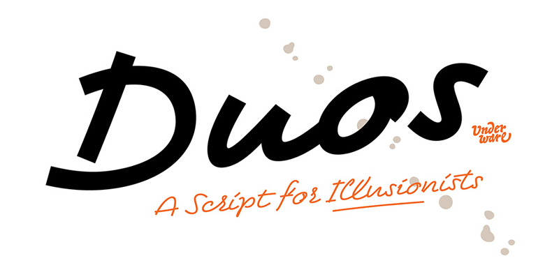 Card displaying Duos typeface in various styles
