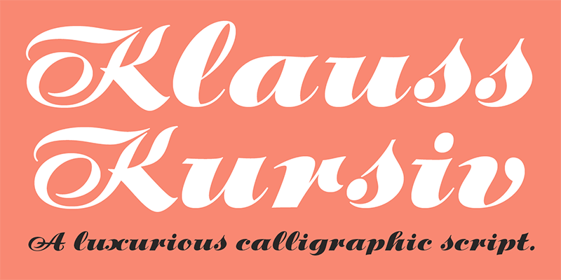 Card displaying P22 Klauss Kursiv typeface in various styles