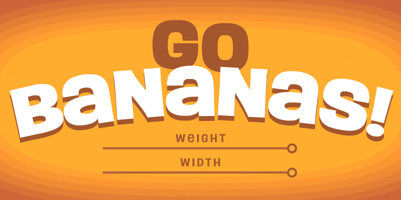 Card displaying Bananas Variable typeface in various styles