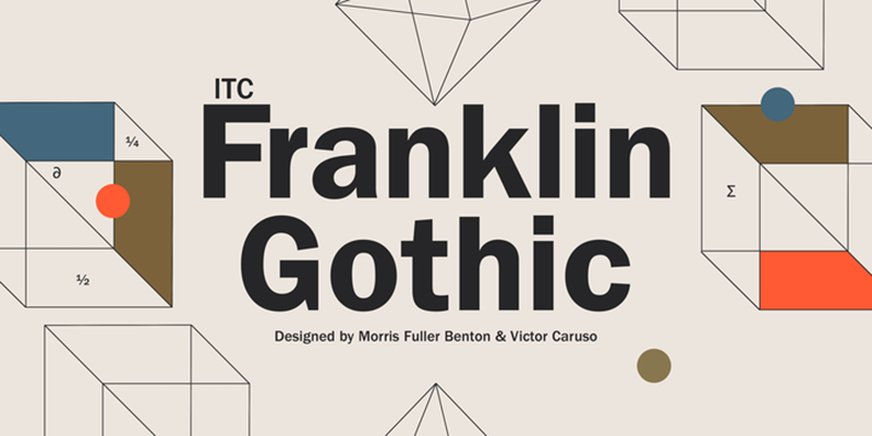Card displaying ITC Franklin Gothic typeface in various styles