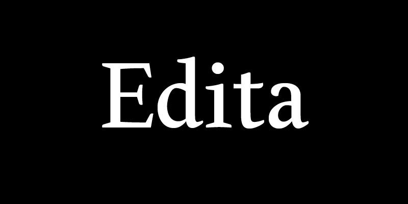 Card displaying Edita typeface in various styles