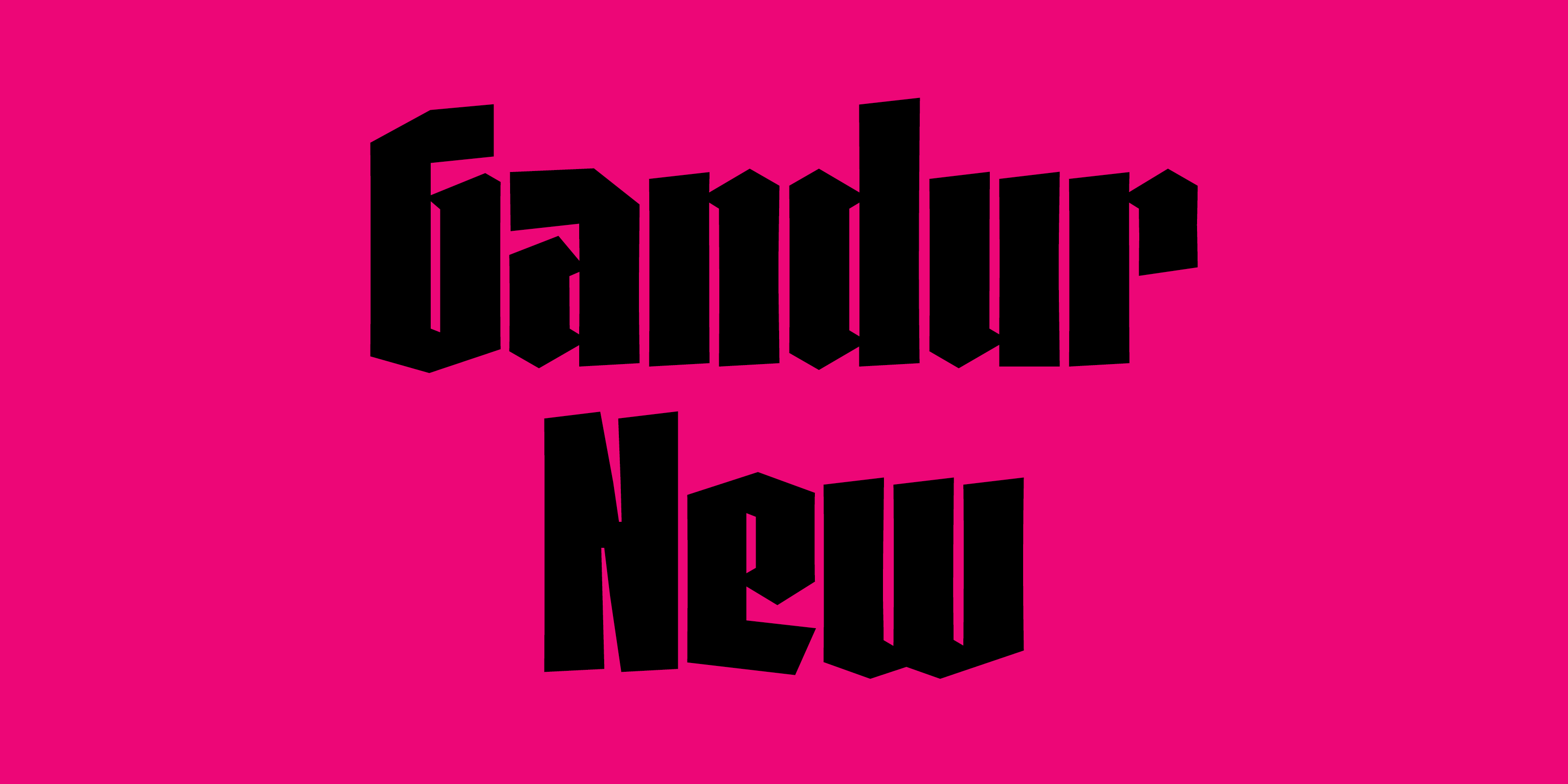Card displaying Gandur New typeface in various styles