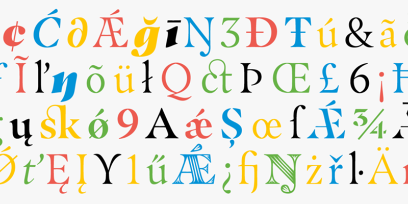 Card displaying Masqualero typeface in various styles
