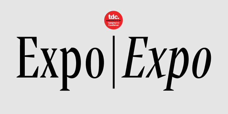 Card displaying PF Expo typeface in various styles
