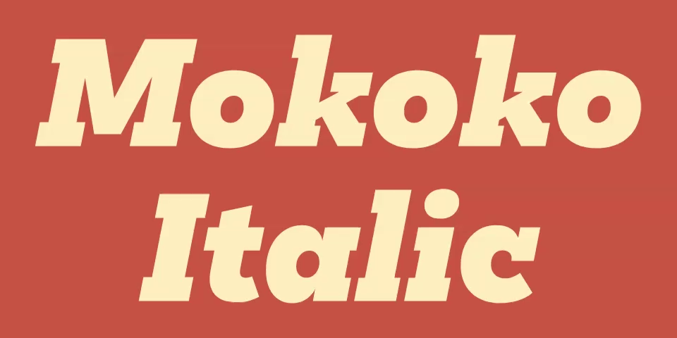 Card displaying Mokoko Variable typeface in various styles
