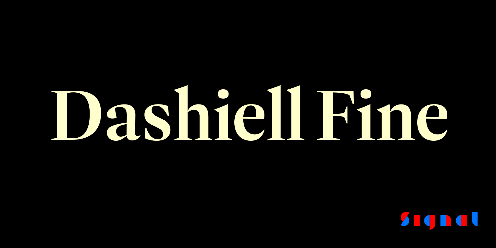Card displaying Dashiell Fine typeface in various styles