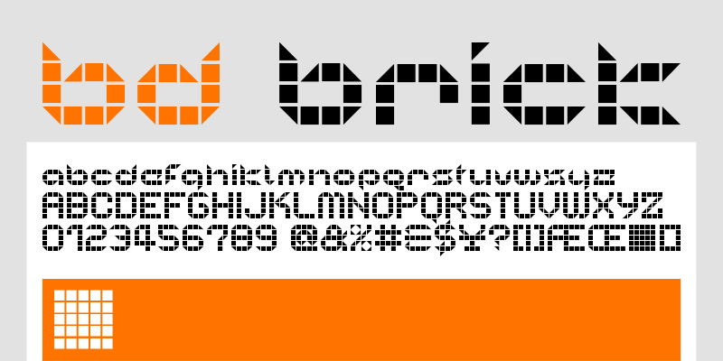 Card displaying BD Brick typeface in various styles