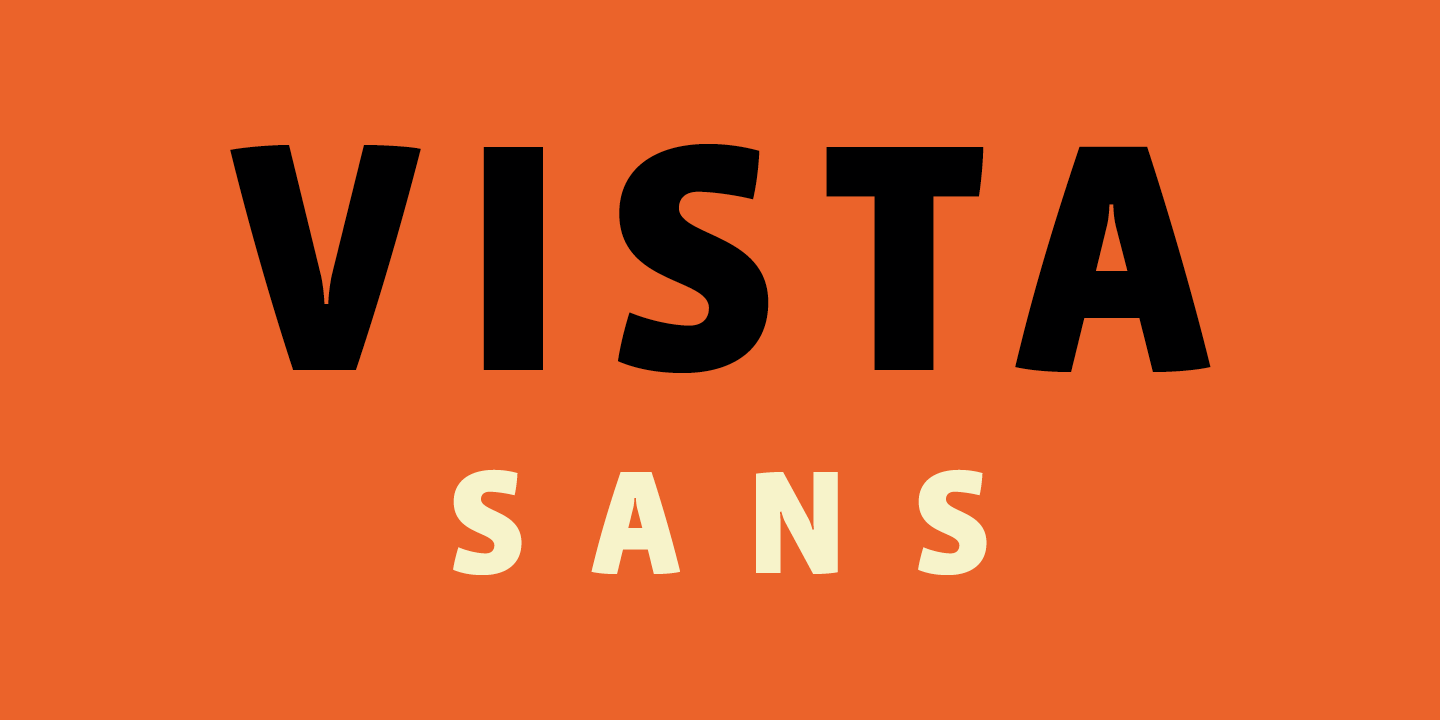 Card displaying Vista Sans typeface in various styles
