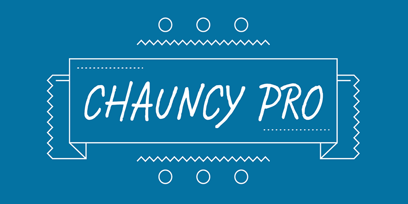 Card displaying Chauncy typeface in various styles