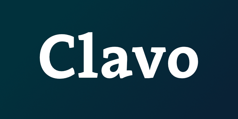 Card displaying Clavo typeface in various styles